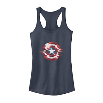 Juniors' Marvel Captain America Glitch Shield Tank Top