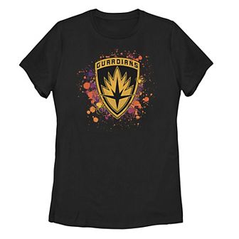 Juniors' Marvel Guardians Of The Galaxy Badge Paint Splatter Tee