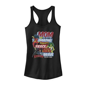 Juniors' Marvel Retro Mom Attribute Stack Black Tank Top