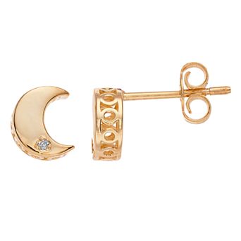 Womens Karat Rush 14KT YELLOW GOLD MOON POST EARRINGS