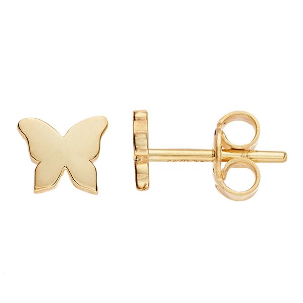 14k Gold Butterfly Stud Earrings