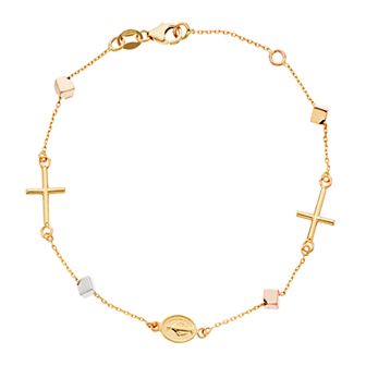 Karat Rush 14k Gold Tri Color Religious Bracelet