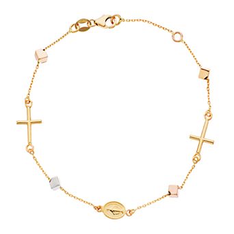 Karat Rush 14k Gold Tri Color Religious Bracelet