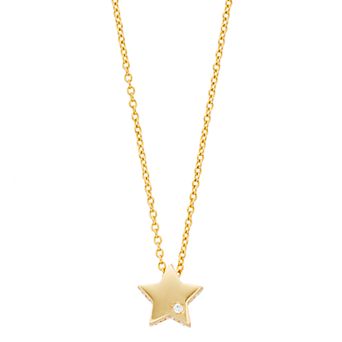Womens Karat Rush 14KT YELLOW GOLD STAR PENDANT ON NECKLACE WITH DIAMOND ACCENT