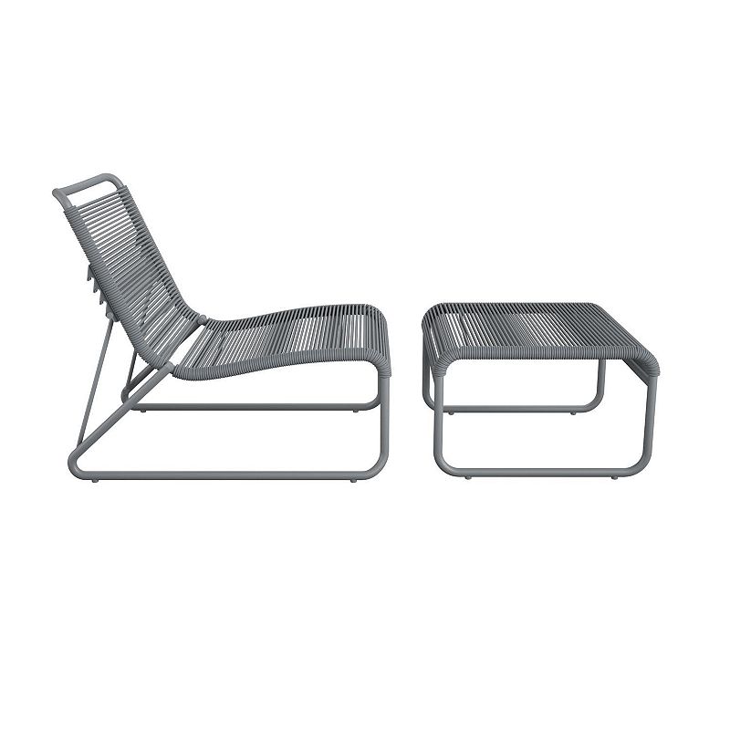 CosmoLiving Lita Patio Lounge Chair & Ottoman 2-piece Set, Grey