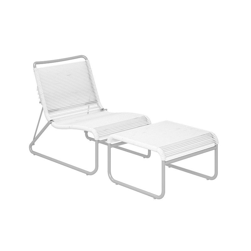 CosmoLiving Lita Patio Lounge Chair & Ottoman 2-piece Set, White