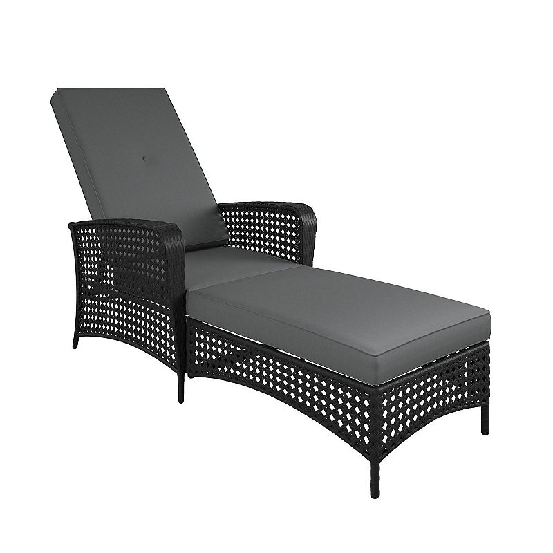 Cosco Lakewood Wicker Indoor / Outdoor Adjustable Chaise Lounge Chair, Blac