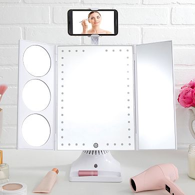 GloTech Bluetooth LED Makeup Mirror with Phone Attachment