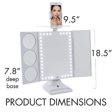 GloTech Bluetooth LED Makeup Mirror with Phone Attachment