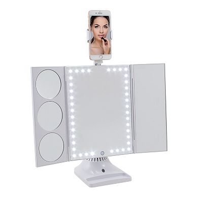 GloTech Bluetooth LED Makeup Mirror with Phone Attachment