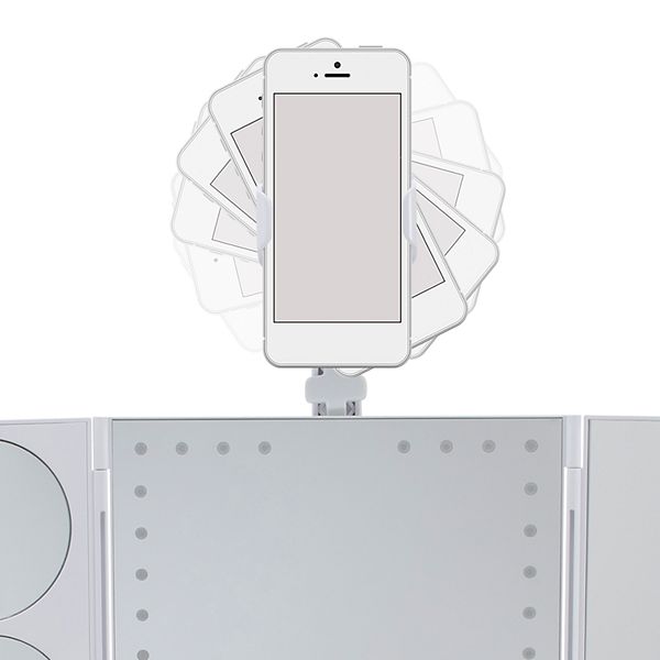 GloTech Bluetooth LED Makeup Mirror with Phone Attachment