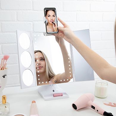 GloTech Bluetooth LED Makeup Mirror with Phone Attachment