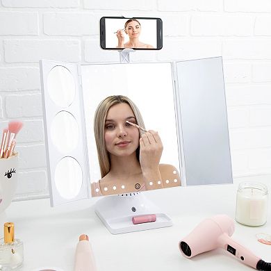 GloTech Bluetooth LED Makeup Mirror with Phone Attachment