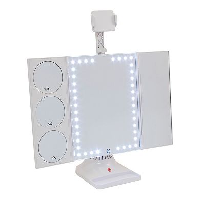 GloTech Bluetooth LED Makeup Mirror with Phone Attachment