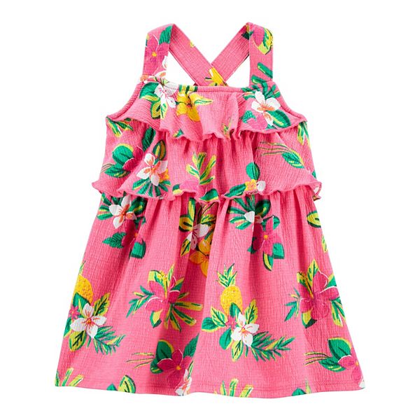 Baby Girl Carter's Floral Ruffle Crinkle Jersey Dress