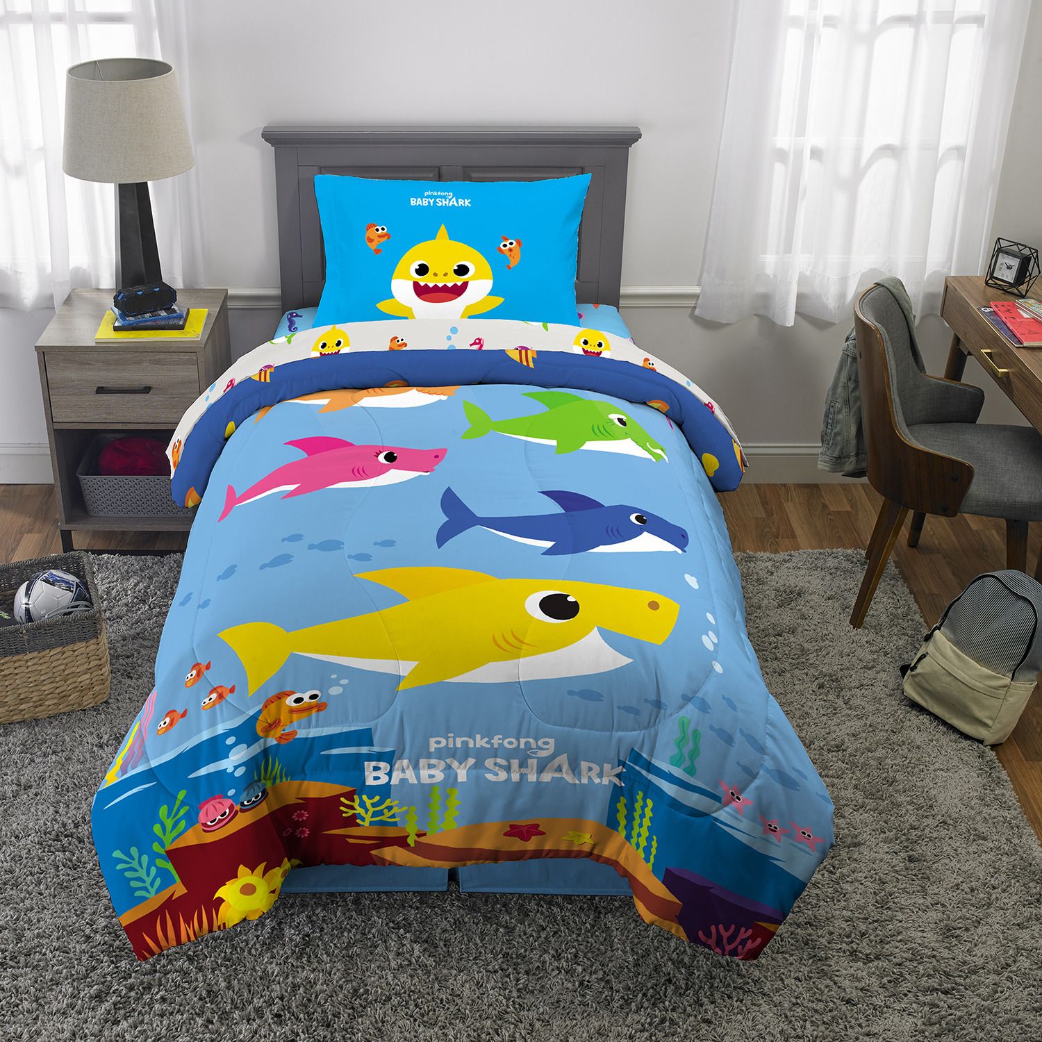 baby shark twin sheets