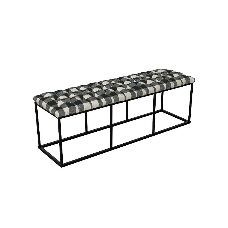 HomePop Draper Plaid Padded Bench, Black