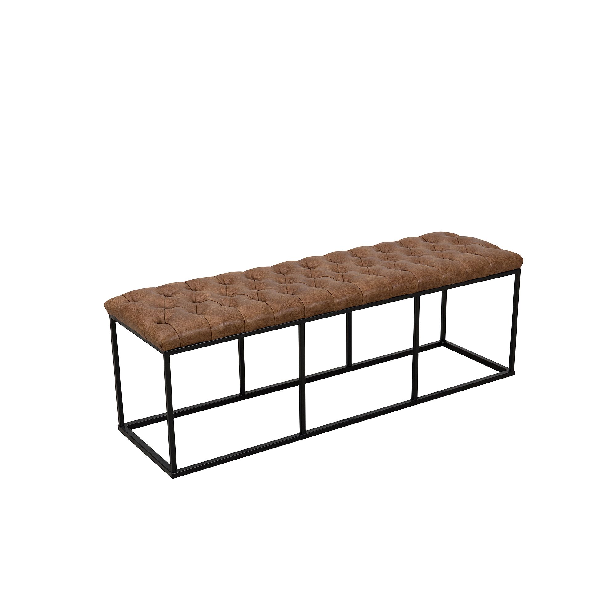 HomePop Draper Padded Bench, Brown