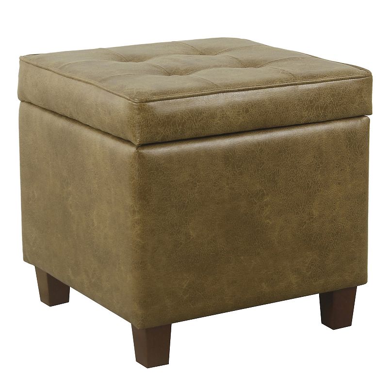 HomePop Square Tufted Storage Ottoman, Brown