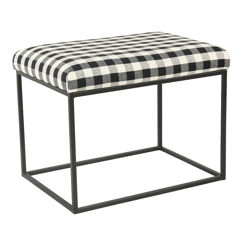 HomePop Small Plaid Ottoman, Black