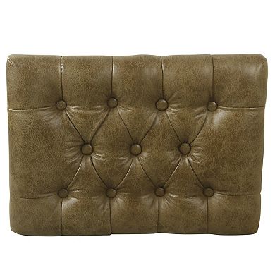 HomePop Small Faux Leather Tufted Ottoman