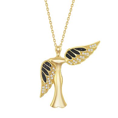 Argento Bella Sterling Silver Cubic Zirconia Angel Wing Necklace