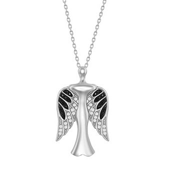 Argento Bella Sterling Silver Cubic Zirconia Angel Wing Necklace