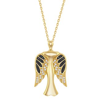 Argento Bella Sterling Silver Cubic Zirconia Angel Wing Necklace