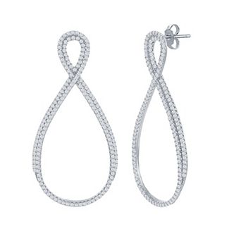 Argento Bella Sterling Silver Cubic Zirconia Pear-Shaped Infinity Drop Earrings