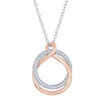Argento Bella Sterling Silver Cubic Zirconia High Polish Twist Pendant Necklace