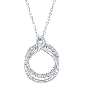 Argento Bella Sterling Silver Cubic Zirconia High Polish Twist Pendant Necklace