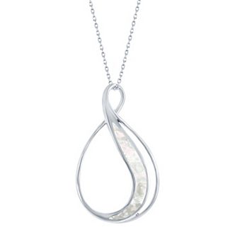 Nautica Rocks Sterling Silver Stone Inlay Teardrop Necklace