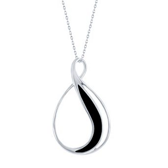 Nautica Rocks Sterling Silver Stone Inlay Teardrop Necklace