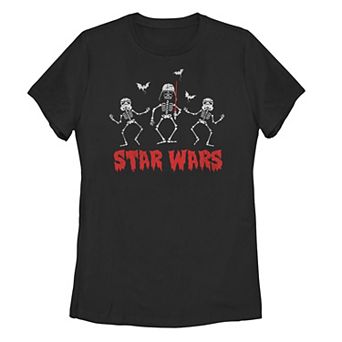 Juniors' Star Wars Skeleton Group Shot Paint Drip Logo Tee