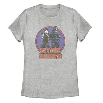 Juniors' Star Wars Han And Chewie Retro Circle Portrait Tee