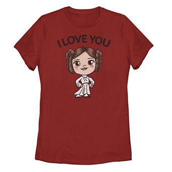 Juniors' Star Wars Princess Leia I Love You Chibi Portrait Tee