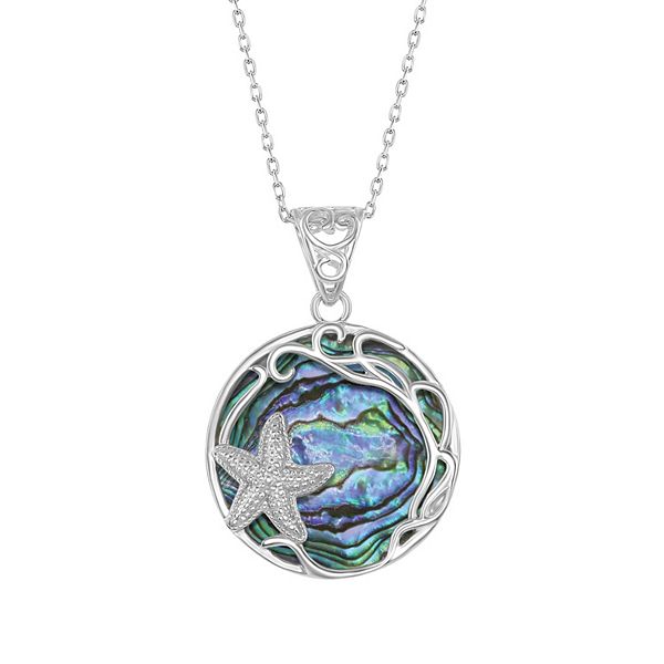 Sterling Silver Abalone Starfish Necklace