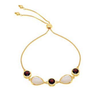 Argento Bella Sterling Silver 14K Gold-Plated Garnet & MOP Bracelet