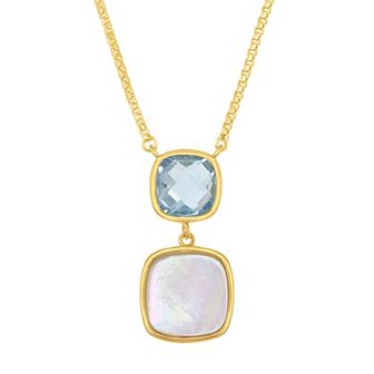 Nautica Rocks 14k Gold Over Silver Blue Topaz & Mother-of-Pearl Necklace