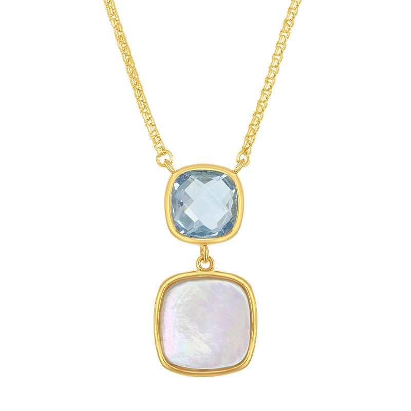 14k Gold Over Silver Blue Topaz & Mother-of-Pearl Necklace, Womens, Size: