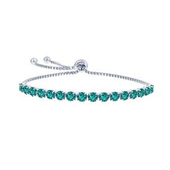 Argento Bella Sterling Silver Emerald Gemstone Bracelet