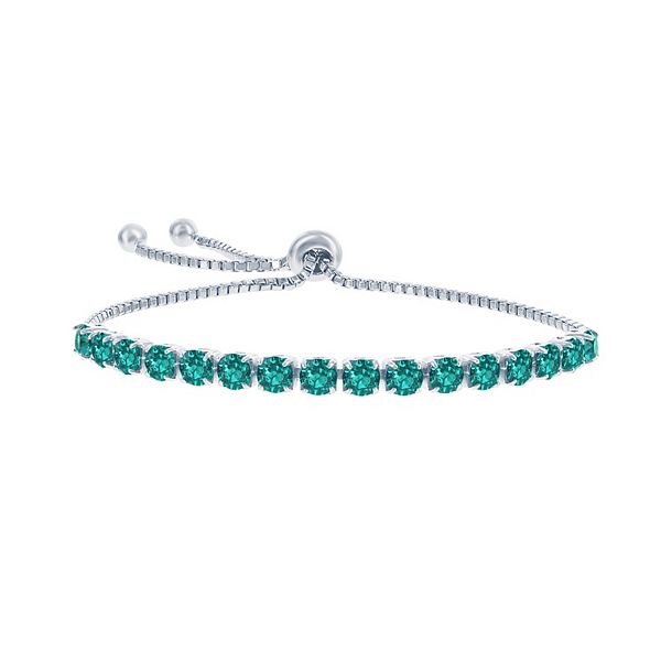 Sterling Silver Emerald Gemstone Bracelet