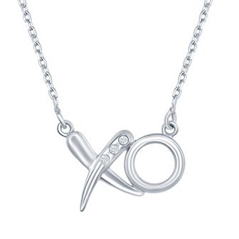 Argento Bella Sterling Silver "XO" 1/3 Carat T.W. Diamond Necklace