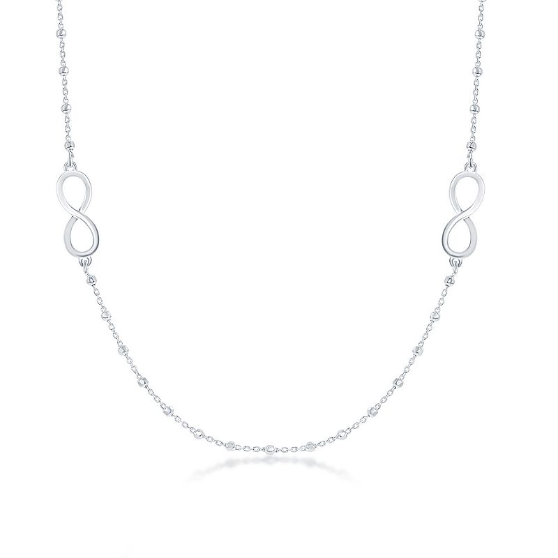 Sterling Silver Infinity Beaded Necklace, Womens, Size: 30, White