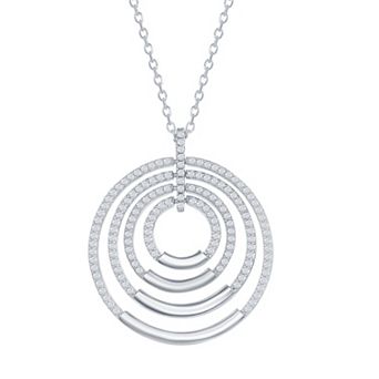 Argento Bella Sterling Silver CZ Tri-Color Multi-Circle Necklace