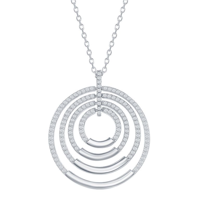 Sterling Silver CZ Tri-Color Multi-Circle Necklace, Womens, Size: 16-18