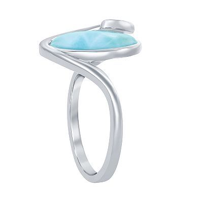 Sterling Silver Wave Design Larimar Ring