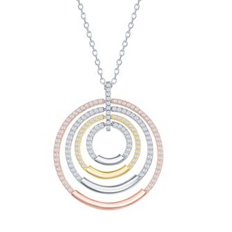 Argento Bella Sterling Silver Multi-Circle CZ Necklace