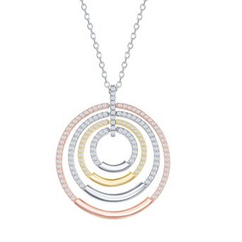 Argento Bella Sterling Silver Multi-Circle CZ Necklace