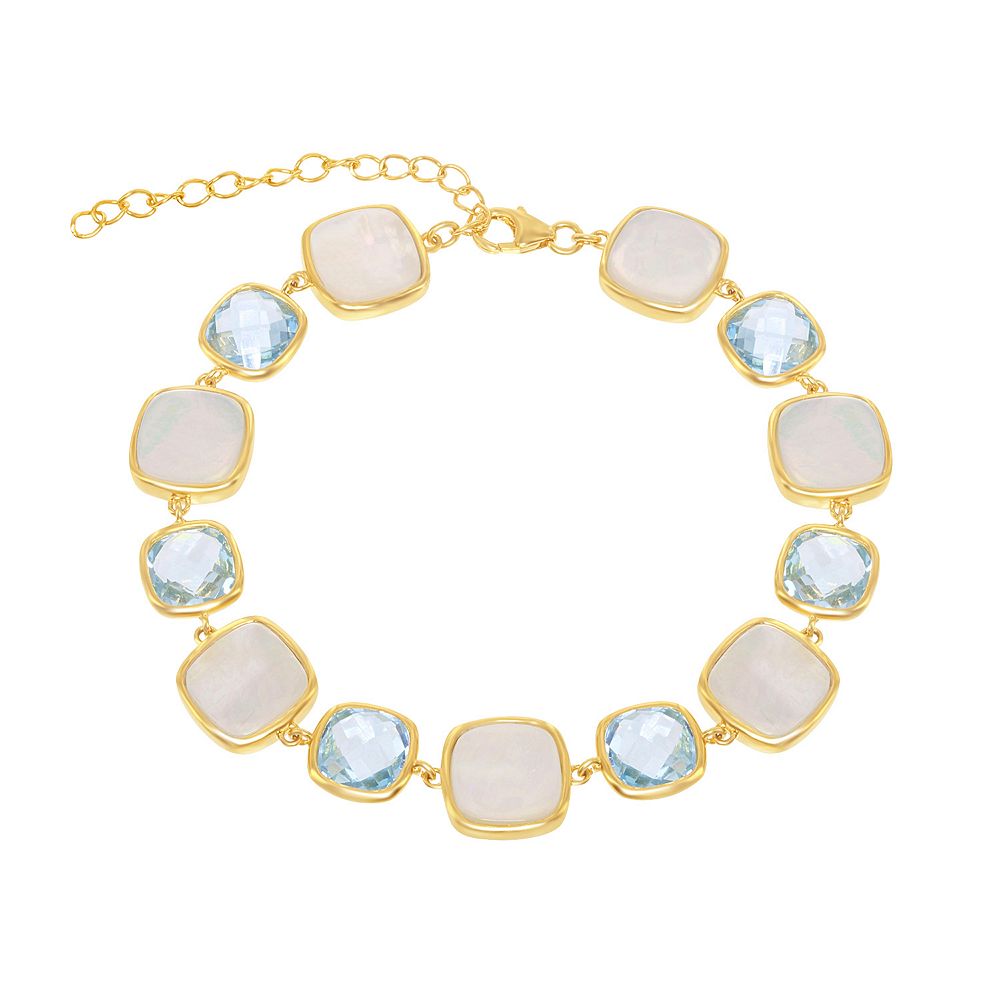 Nautica Rocks 14k Gold Over Silver Blue Topaz & Mother-of-Pearl Bracelet